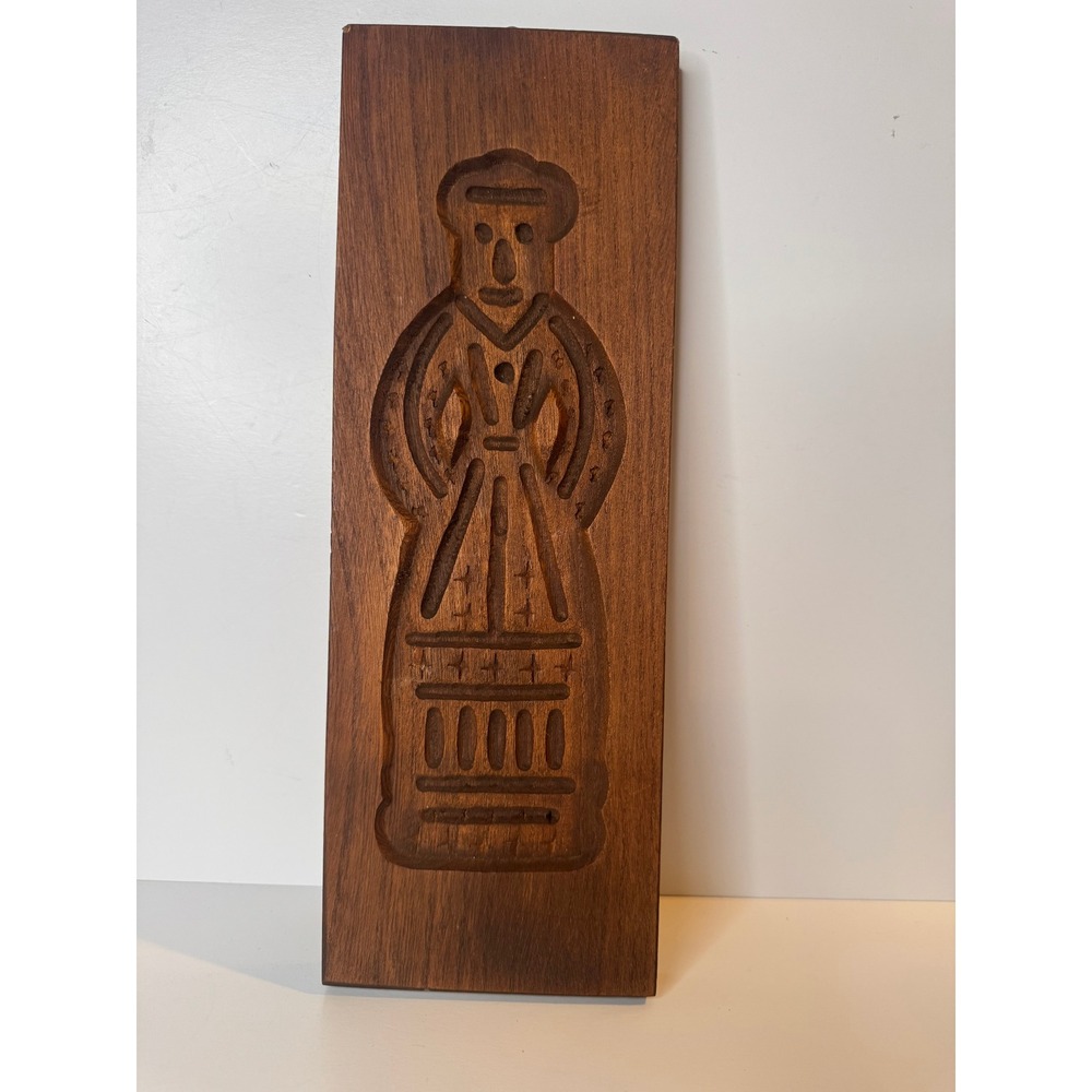 Vintage Wooden Speculaas Cookie Mold Dutch Folk Art Springerle Wall Decor